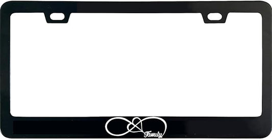 Infinity Forever Love Family License Plate Frame, 12 X 6 Inch Black Stainless Steel Car Accessories for Women/Men, with 2 Holes & Screws