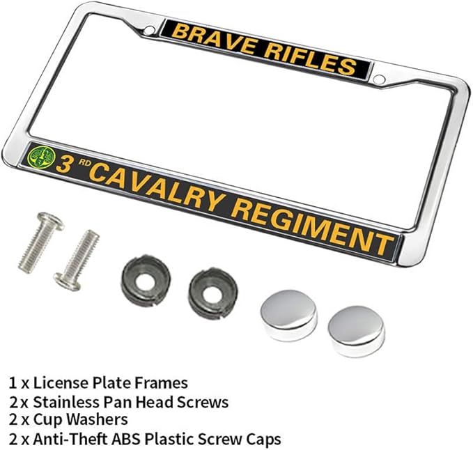 3rd Cavalry Regiment License Plate Frame Patriotic US Army Blessing Anti-Theft License Plate Frame Army Cavalry Blessing