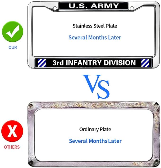 US Army 3rd Infantry License Plate Frame Slim 3rd Infantry Division Weather-Proof License Plate Frame US Army Superhero License Plate Frame for Family Members