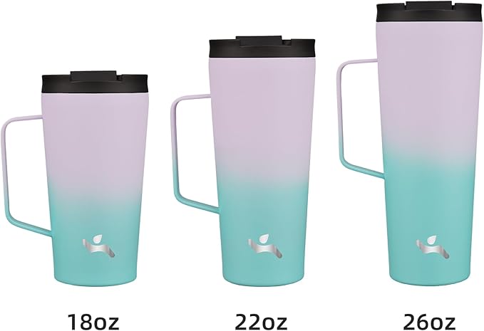 Insulated Tumbler with Handle and Straw, 26 OZ Travel Coffee Mug Stainless Steel Cup Metal Water Bottle,Lavender Green