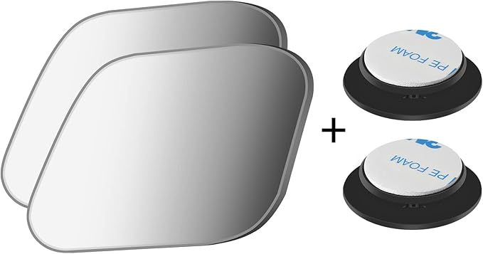 2 pcs Blind Spot Mirrors, HD Glass Convex 360° Wide Angle Side Rear View Mirror with ABS Housing for Cars SUV and Trucks