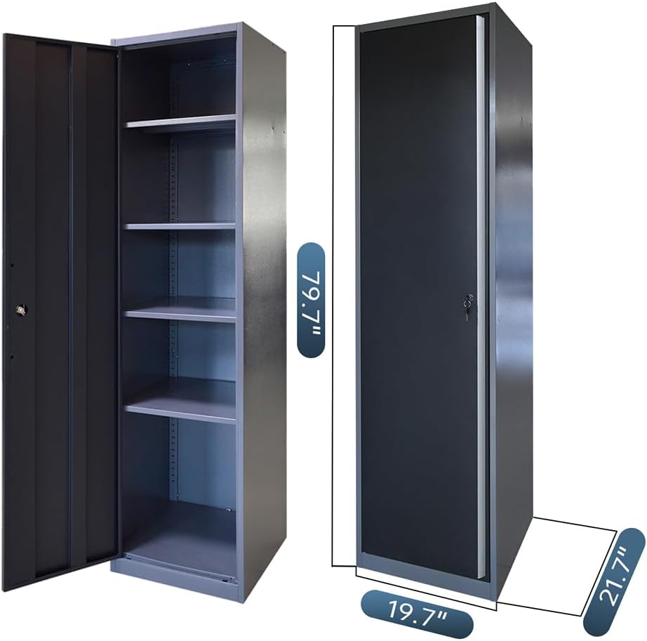 JZD Heavy Duty Metal Garage Shop Tool Storage Cabinet System, No Wall Mounting Needed, for Utility Room Pantry