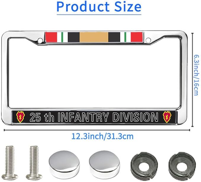 Vietnam Vet Pride License Plate Frame Chrome Army 25th Infantry Division Weather-Proof License Plate Frame Veteran US Army License Plate Frame for Veterans