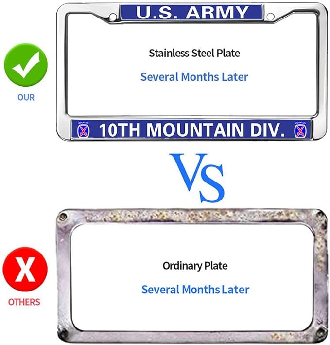 10th Mountain Division License Plate Frame Military US Army Power Durable License Plate Frame Mountain