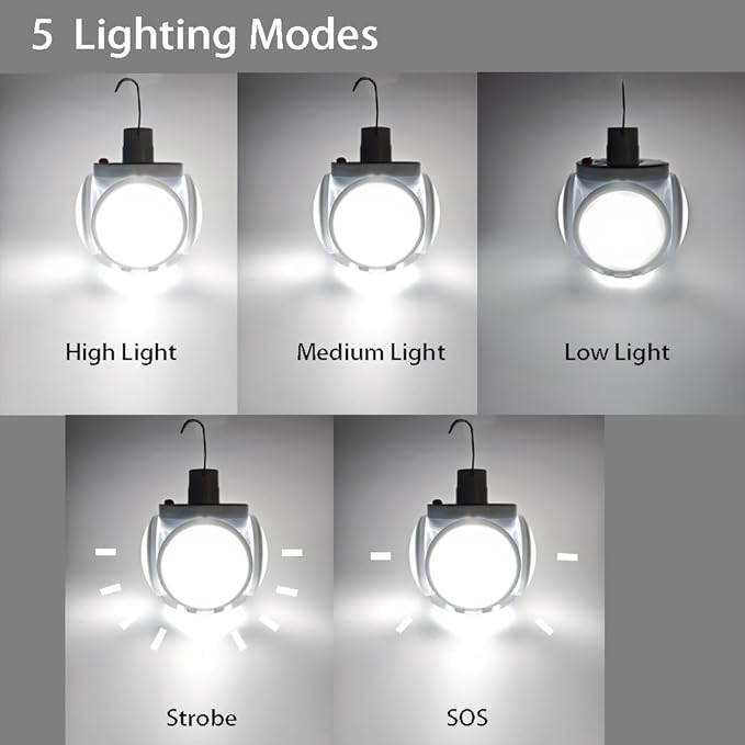Folding Solar Camping Tent Light Outdoor Waterproof Portable Hanging Lantern Remote Control USB 4000mah Battery Rechargeable Foldable for Home Indoor Emergency Power Outage 2 Pack