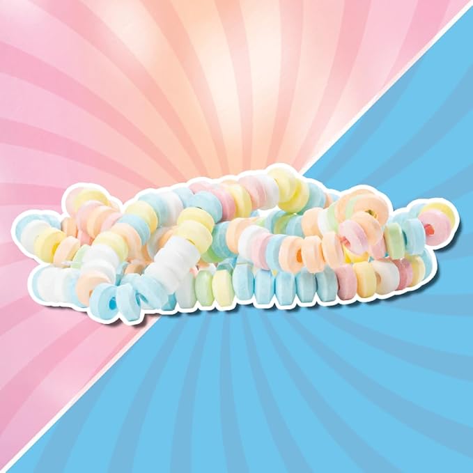 80 Candy Necklaces Individually Wrapped, Choker Style, Nostalgic Pastel Candy Jewelry Perfect for Party Favors, Pinata Fillers and Goodie Bags, Packed in a Convenient Display Tub, By 4YoreElves