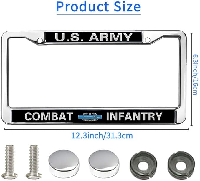 US Army Combat Infantry License Plate Frame Patriotic Infantry Superhero Stylish License Plate Frame US Army Blessing License Plate Frame for Family Members