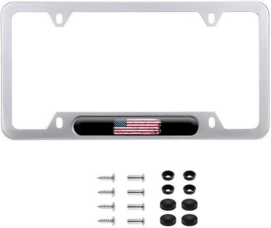 American Flag License Plate Frame Metal Auto Plate Holders Covers Personalized Car Accessories (Flag-1)