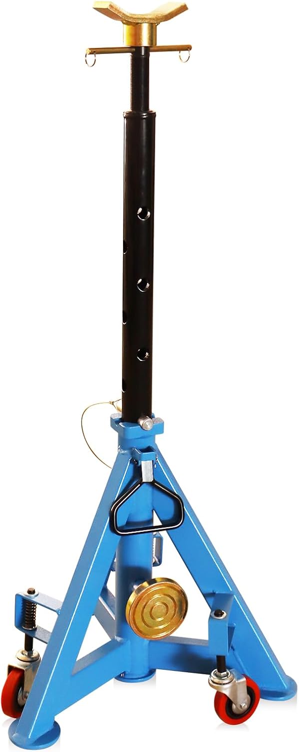 HKTE 16 Ton Heavy Duty Jack Stand with Wheels & Patented Handle, Dual Interchangeable Tops, 35,000 lbs Capacity, Adjustable Height (26"-40.9") for Trucks, Pickups, SUVs, Farm Vehicles, Auto Repair