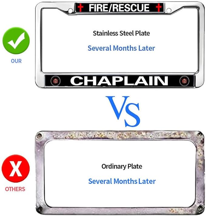 Fire Rescue Chaplain License Plate Frame Slim Firefighter Superhero Durable License Plate Frame Firefighter Gifts