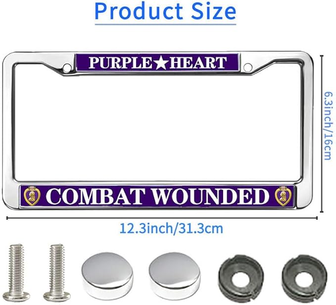 Purple Heart Pride License Plate Frame US Army Pride Anti-Theft License Plate Frame American Flag Veteran License Plate Frame for Independence Day