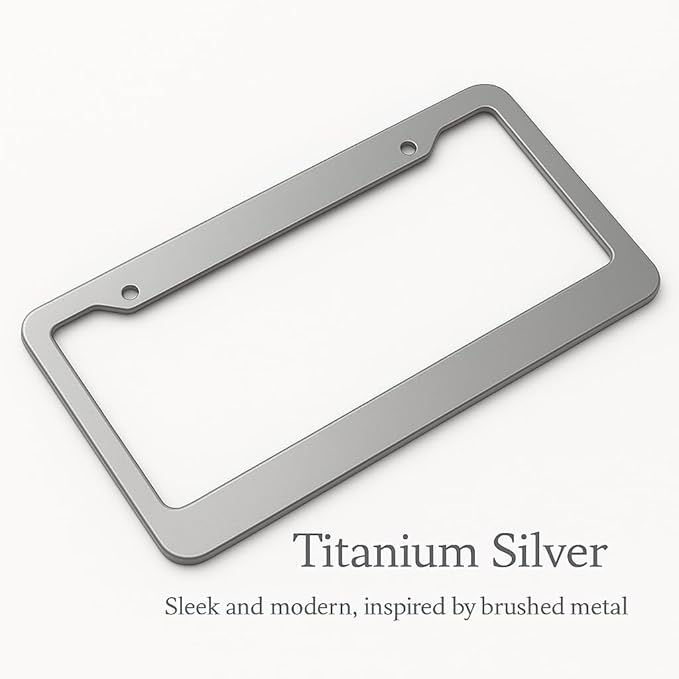 Custom License Plate Frames - Create Your own Personalized License Plate Frame with Text or Graphics, Stylish and Durable Aluminum Frame, fits Standard US 12" x 6" License Plates (Titanium Silver, 1)