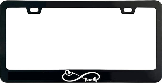 Infinity Forever Love Family Heart License Plate Frame, 12 X 6 Inch Black Stainless Steel Car Accessories for Women/Men, with 2 Holes & Screws