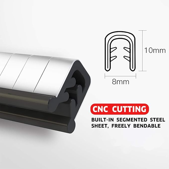 MYFAMIREA 13Ft(4M) Car Door Edge Guards - U Shape Edge Trim Rubber Seal Protector - Anti-Collision Clips Fit Most Cars