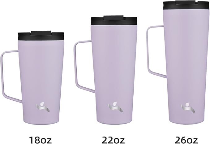Insulated Tumbler with Handle and Straw, 18 OZ Travel Coffee Mug Stainless Steel Cup Metal Water Bottle,Taro