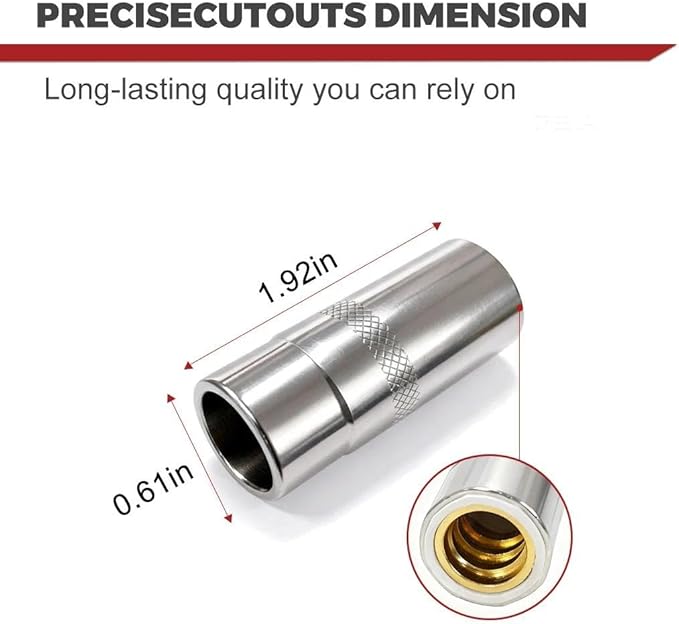 10-PK Gas Nozzle KP2742-1-62R, 5/8" ID, 1/8" Recess, Compatible with Magnum PRO 250L/300L Welding Guns (KP2742-1-62R)