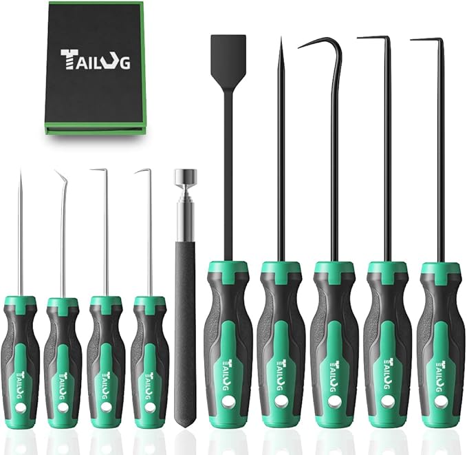 10 In 1 Heavy Duty Hook and Pick Set,9Pcs Precision Scraper Gasket Scraping Hose Removal Puller Hook,Car Auto Oil Seal/O-Ring Seal Gasket Pick Hook Puller Remover, Electronics Hand Tool Set