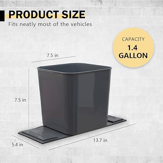 Car Trash Can for Vehicles Leakproof Compact Garbage Bin w/ Stability Flap, Anti-Slip Base, Portable Trash Holder for Cars, Trucks, SUVs, Minivans Compact, Easy to Clean Auto Container Organizer Gray