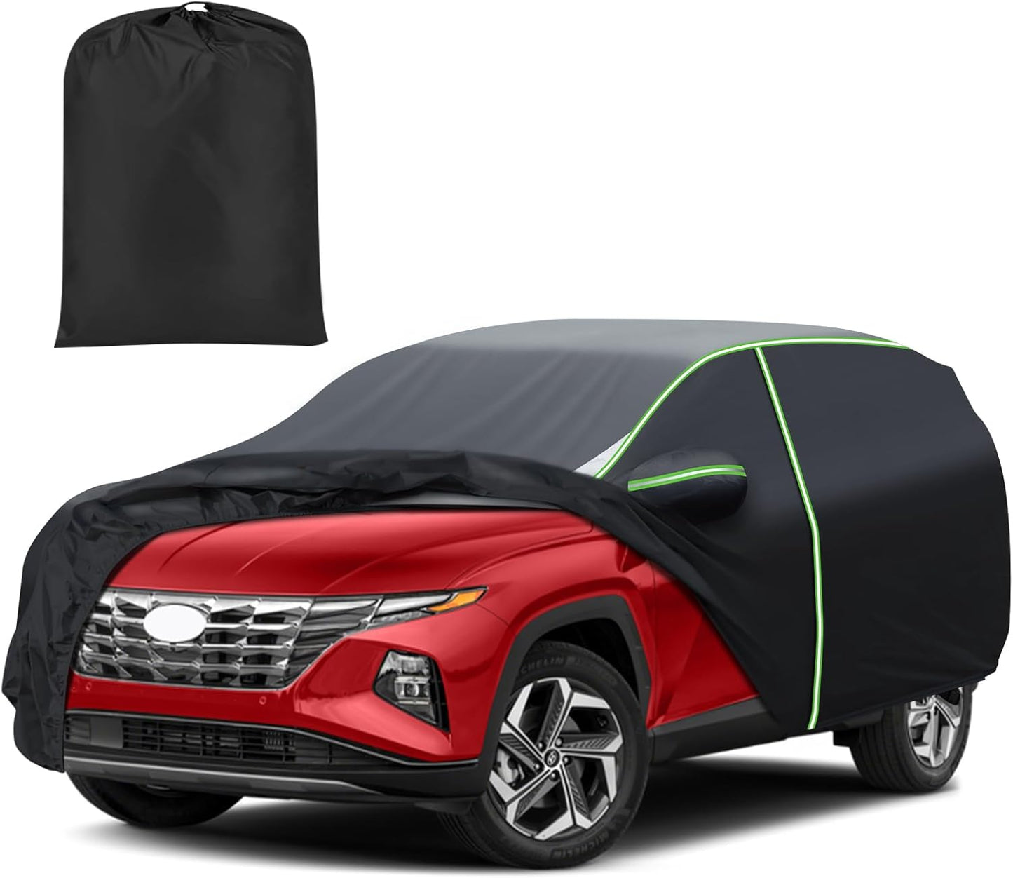 Mixsuper Liner Car Cover for Hyundai Tucson 2004-2026, 7 Layers Waterproof Car Cover Accessories for Tucson with Zipper Door, Windproof Straps, Reflective Strips, Anti-UV, All Weather