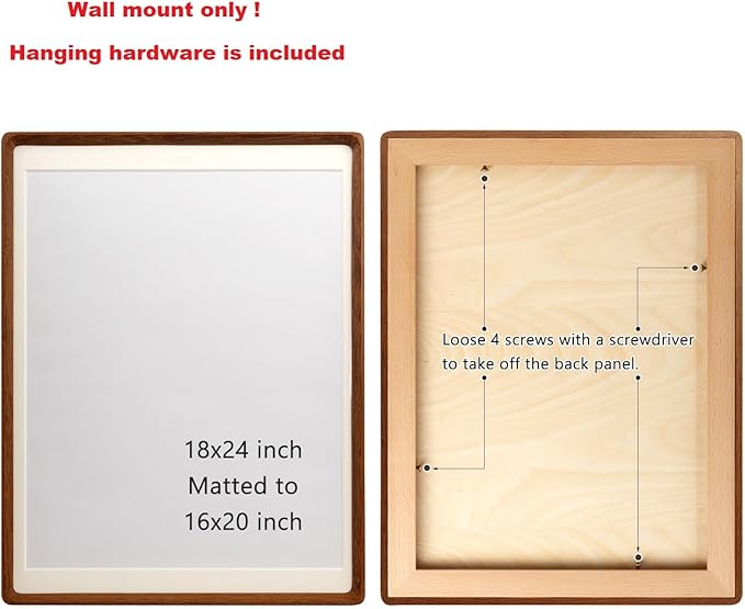 Natural Wood Photo Frames Inspired Tabletop Picture Frame with Mat, Vertical or Horizontal Display (Teak, 18x24 matted to 16x20)