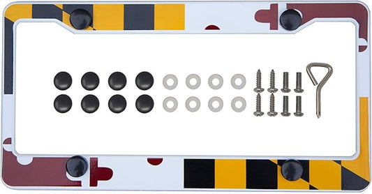 International Tie License Plate Frame, Made with High Grade 304 Stainless Steel (Maryland)