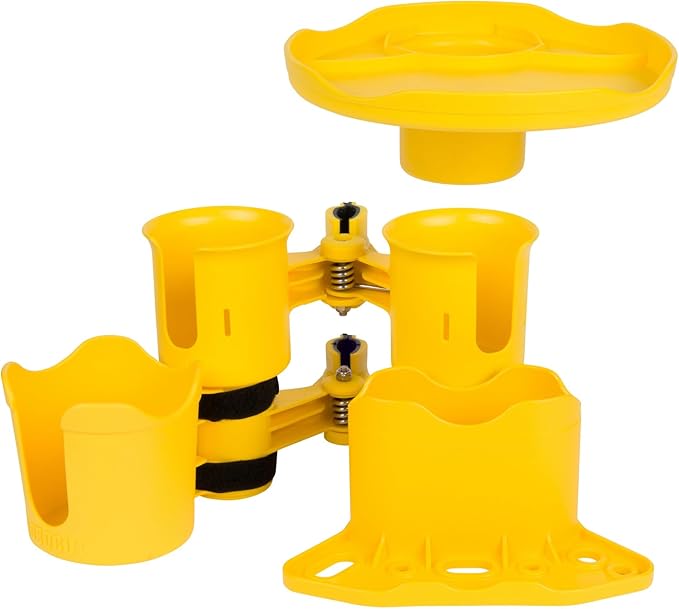 ROBOCUP, Patented Boat Cup Holder, Clamp on Portable Storage Caddy Securely Holds 2 Drinks, Fishing Poles, Tools, Marine Gear | Perfect for Boating, Beach Umbrellas, Golf Carts