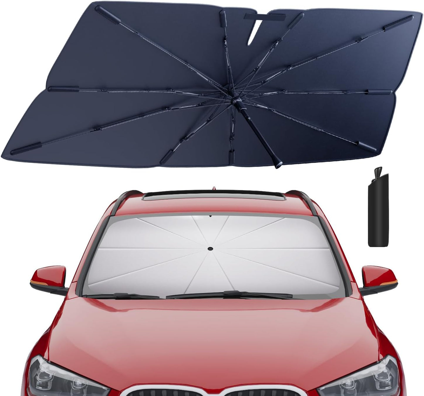 Windshield Sun Shade Umbrella for 2016-2022 BMW X1 Accessories: Custom Fit 210T Silver, Foldable Sunshade Front Window Sun Visor, Blocks UV Rays, Keeps Car Cool for sDrive28i, xDrive28i, xDrive25e