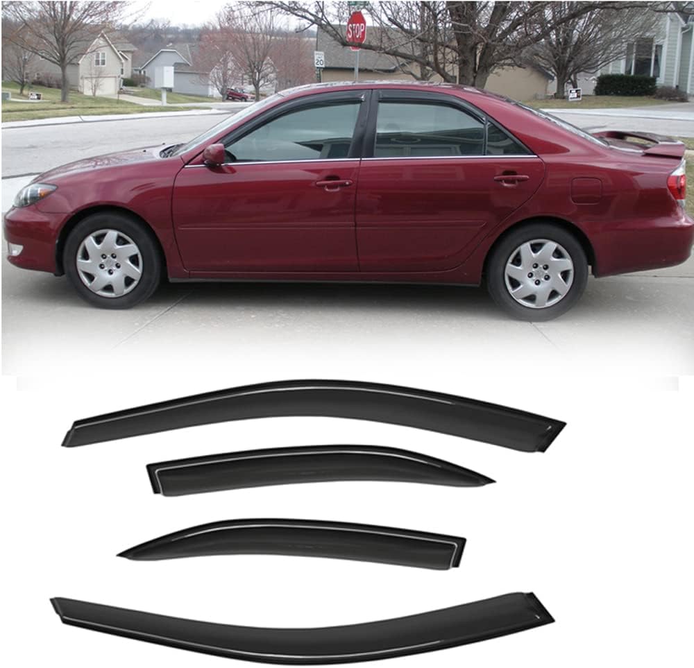 94236 Side Window Wind Deflector,4pc Outside Mount Style Nice Sun Rain Guards Set,Window Visor fit for 2002-2006 Toyota Camry Sedan