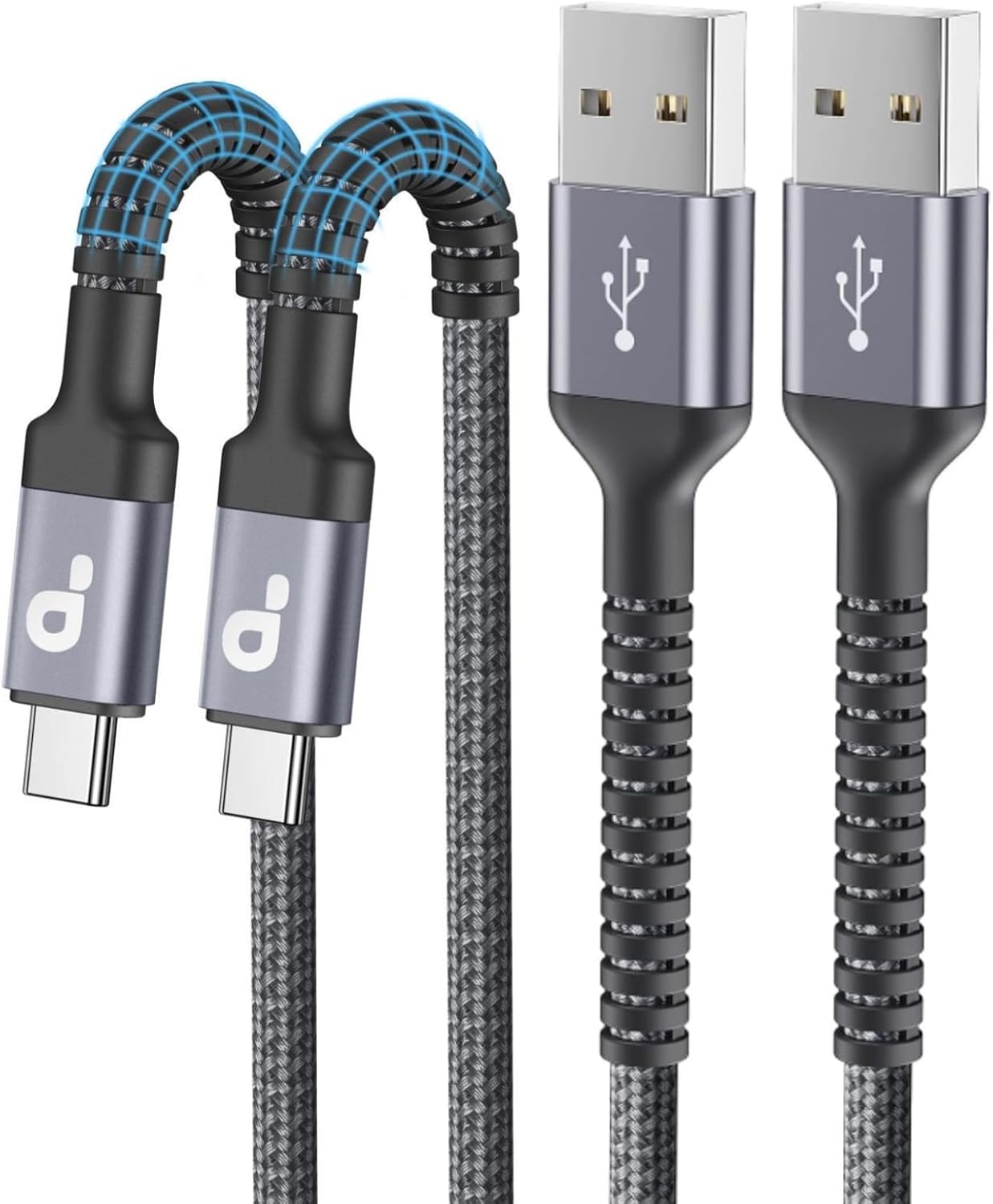 USB C Cable 10FT, 2Pack Long USB A to USB C Charger Cable, Type C Cable 3A Fast Charging Upgraded Extra Durable Braided USBC Cord Compatible with iPhone 16 15 Pro Max/Samsung Galaxy S23/LG and More