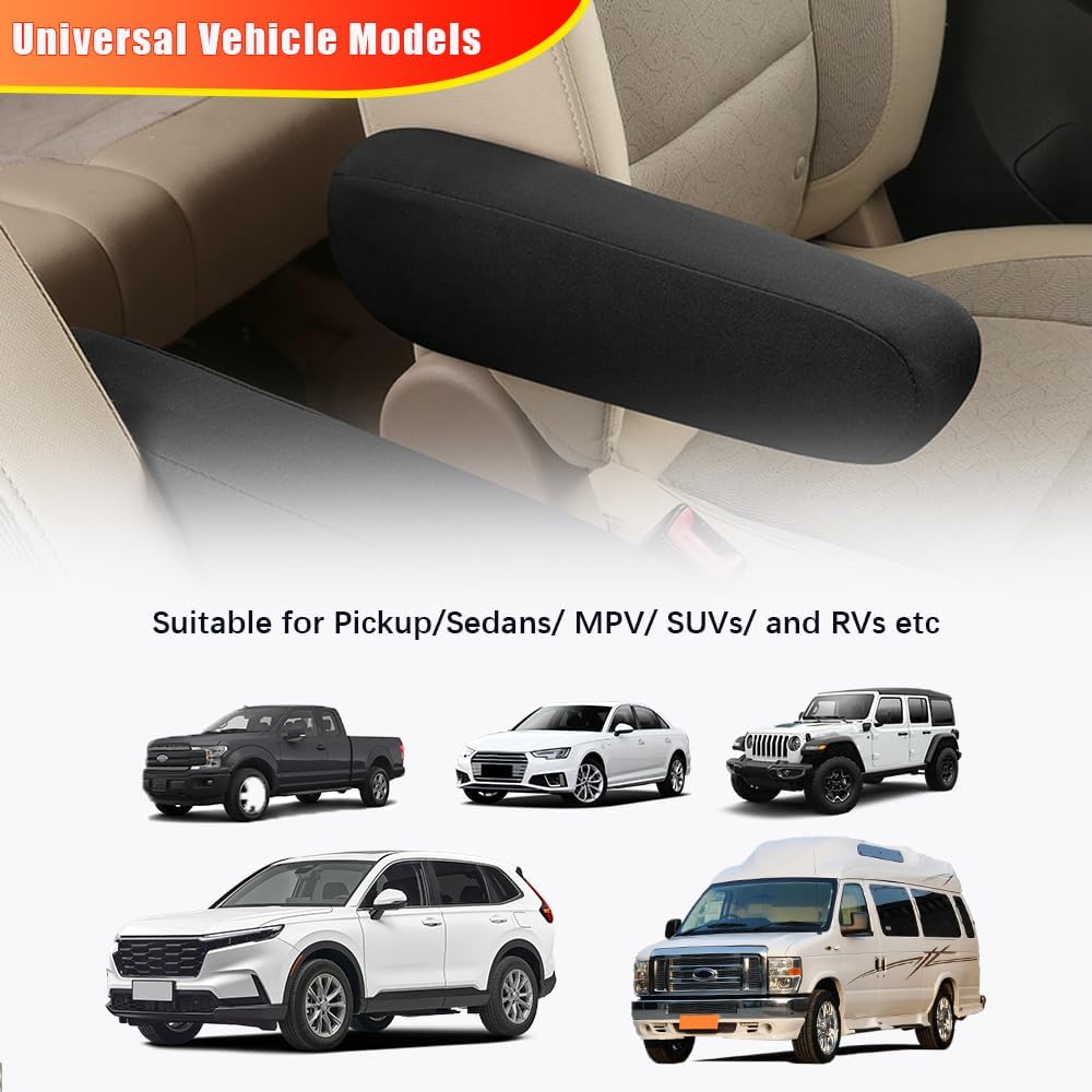 2PC Car Front Seat Armrest Covers,Universal Size Seat Arm Rest Cover,Flat Cloth Fabric Armrest Cover,Car Interior Accessories(Black,1Pair)