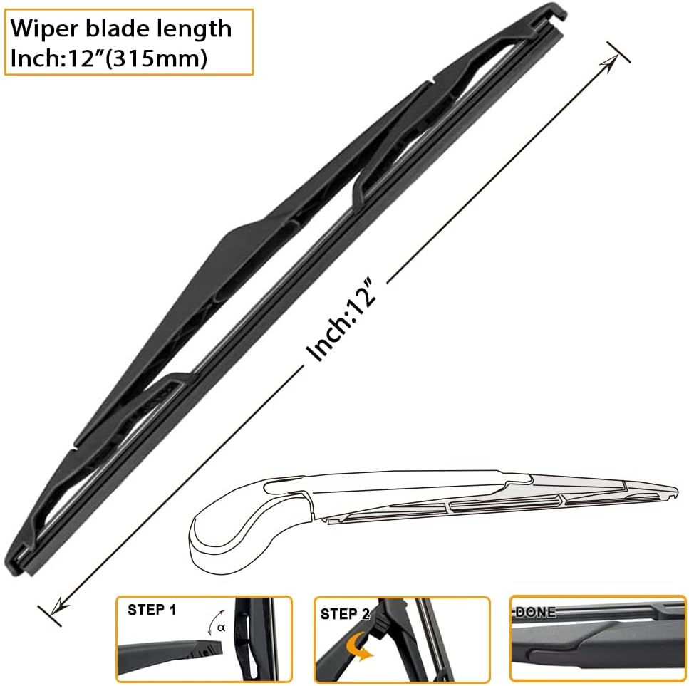 AUTOBOO 28"+28" Windshield Wipers with 12 Inch Rear Wiper Blade Replacement for Ford Focus 2012 2013 2014 2015 2016 2017 2018 -Original Factory Quality (Pack of 3)