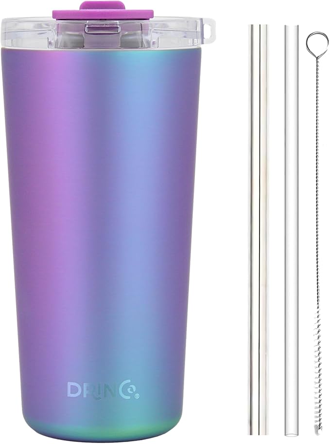 Drinco - 20 oz Stainless Steel Tumbler | Double Walled Vacuum Insulated Mug With Lid, 2 Straws, For Hot & Cold Drinks (20oz Arabian Night, 20oz)