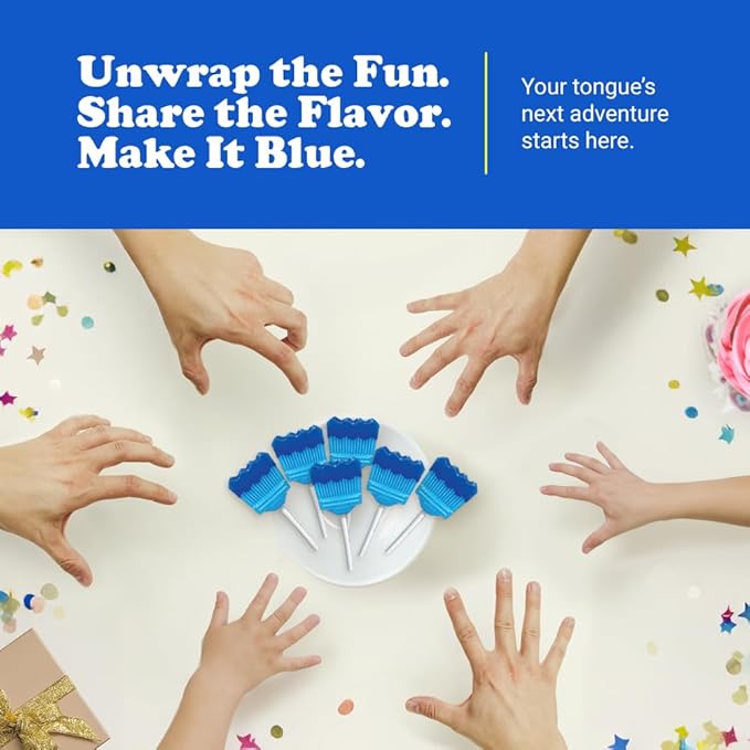 Vero Pintazul Lollipops - Individually Wrapped Mexican Candy That Colors Your Tongue Blue - Strawberry and Raspberry Flavor - 40 Pack (19.75 oz)