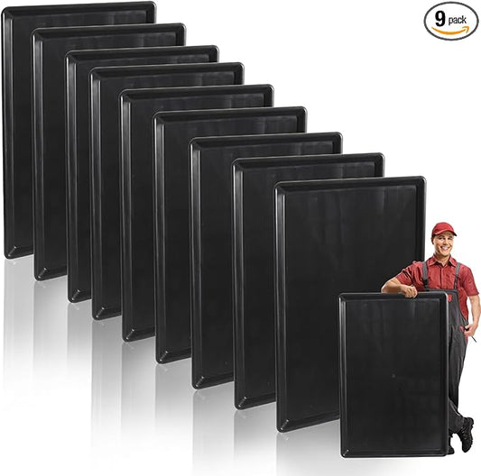 9 Pack Extra Large Oil Drip Pan, 35.4 x 24 x 1.6 In Oil Change Drain Pan, Plastic Oil Drip Tray for Under Car, Oil Catch Pan Tray for Floor Protection, Fridges, Washing Machines, Cat Litter Box Bottom