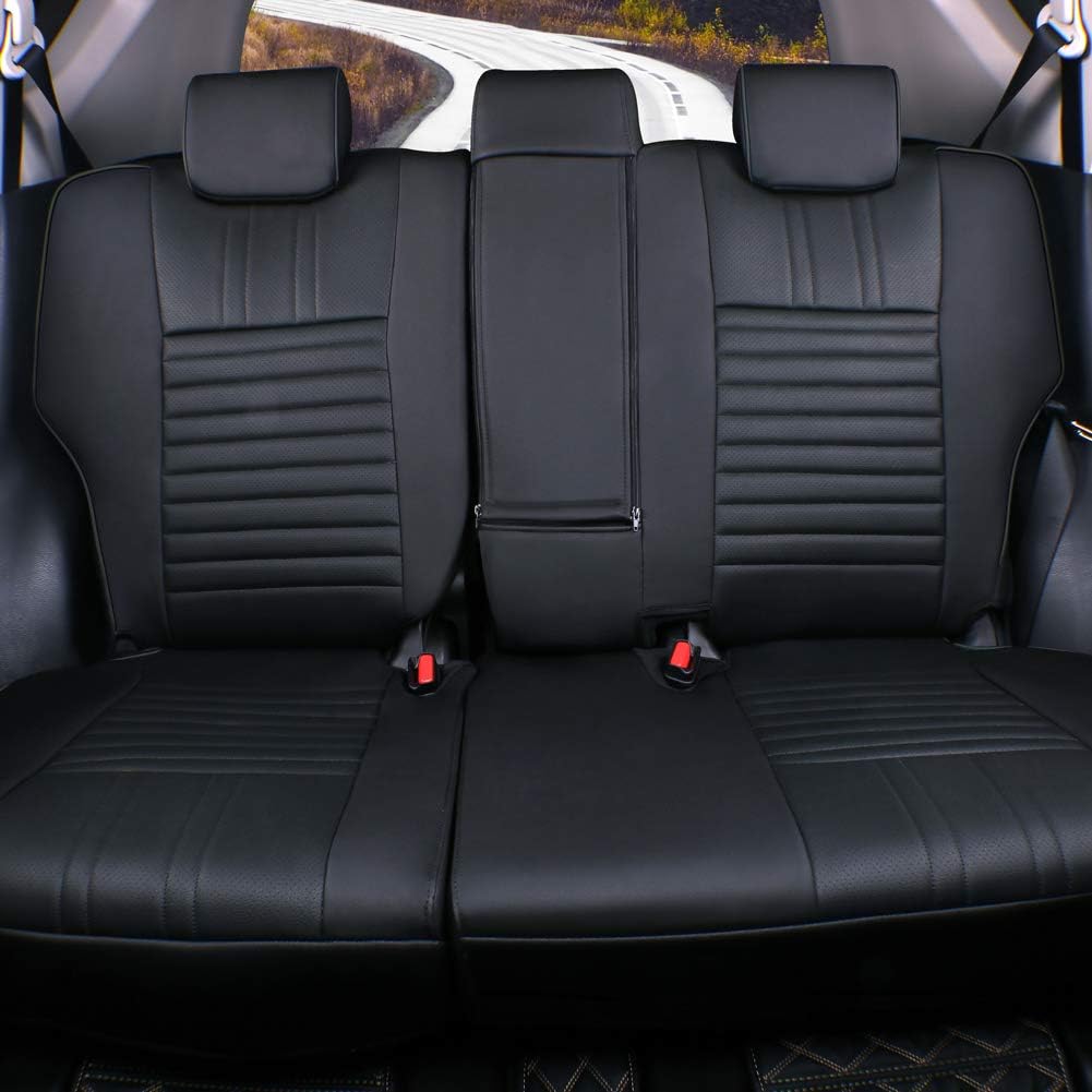 EKR Accord Car Seat Covers for Cars Honda Accord EX,EX-L,Sport,Sport SE,Touring 2017,Rear Row W/Split,Car Seat Covers Full Set,Leather Seat Covers Front Seats & Back-Leather(Black)