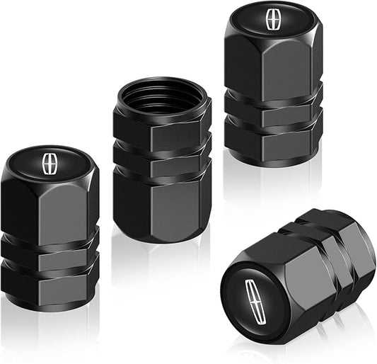 4Pcs Metal Car Tire Valve Stem Caps Compatible with Lincoln MKC Nautilus Aviator Navigator MKZ Continental, Car Tire Air Caps Cover,Easy-Grip Anti-Corrosion Alloy Leak-Proof Tire Accessories