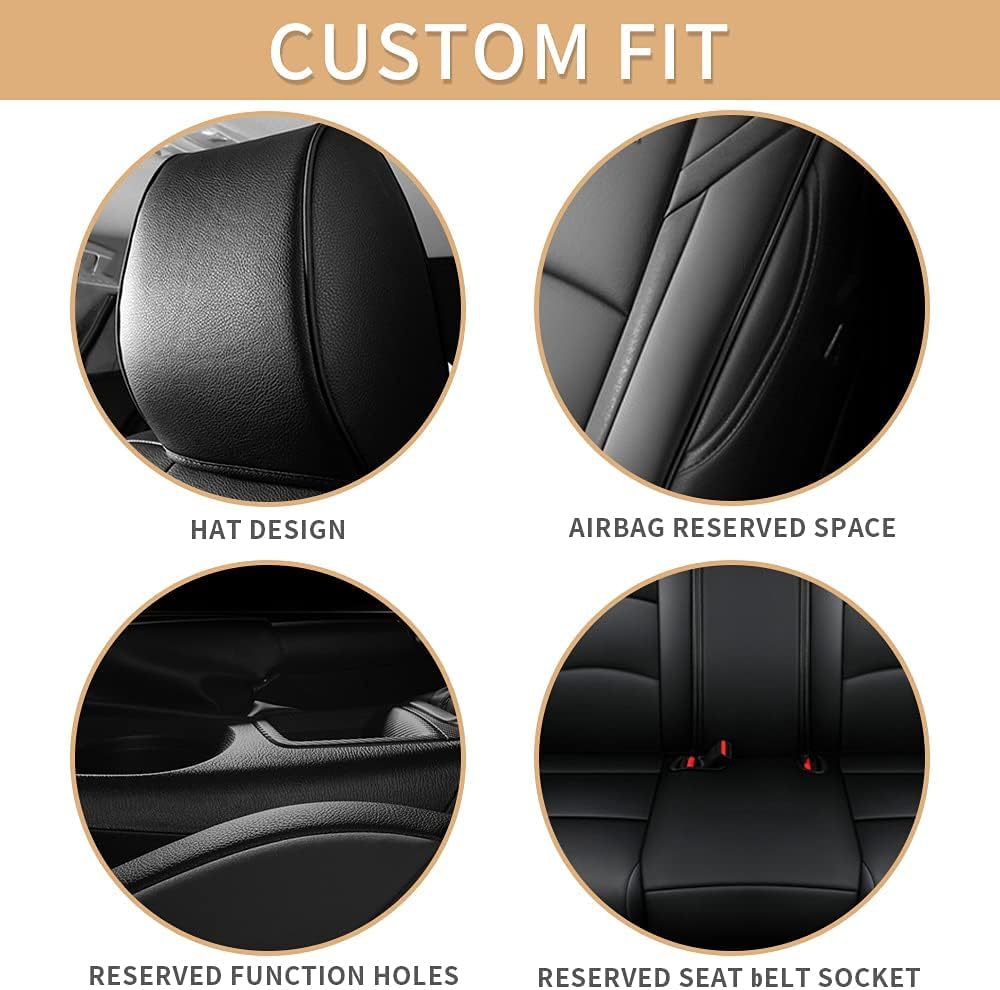 Car Seat Covers Fit for Mazda 3 2014 2015 2016 2017 2018 - Full Set Black Customized Seat Covers