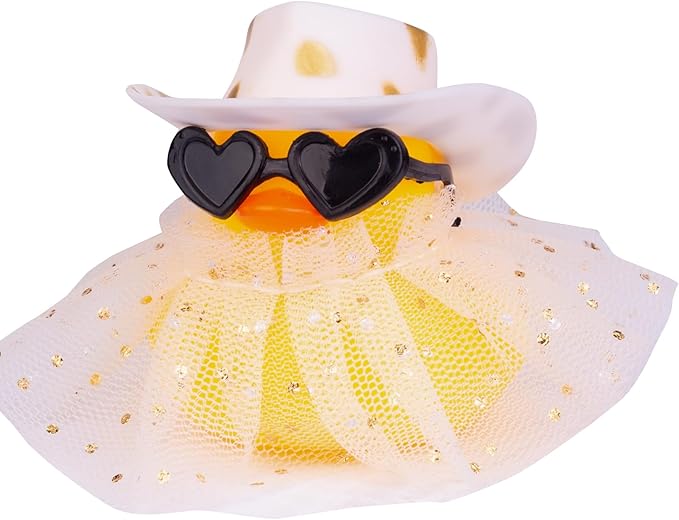 Car Rubber Duck Ornament Cute Duck Car Dashboard Decoration Accessories with Mini Hat Sunglasses and Skirt for Car Dashboard Decoration Accessories(AA7), JJ075E7