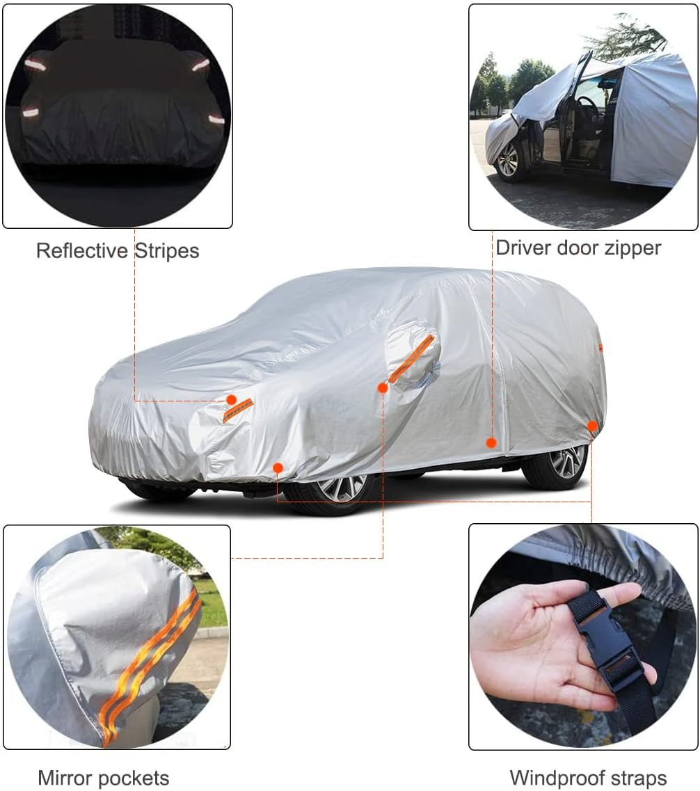 Kayme SUV Car Covers for Automobiles Waterproof All Weather Sun Uv Rain Protection with Zipper Mirror Pocket Fit Nissan Rogue, Volvo Xc60, Toyota Venza/Rav4, Porsche macan Etc (182 to 190 Inch) YL