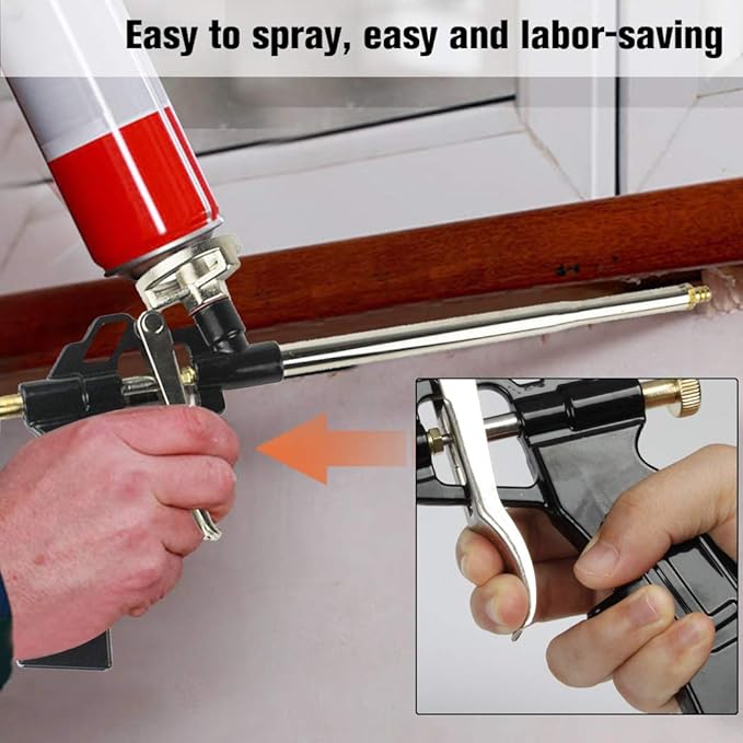 2 Pack Foam Gun, Picowe Foaming Gun Pu Expanding Caulking Gun Metal Body Pro Heavy Duty PU Spray Foam Gun Grade Expanding Spray Application Applicator
