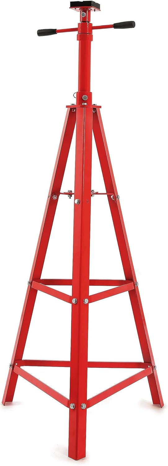 KUAFU 47.375"-84.5" Automotive Under Hoist Tripod Stand 2 Ton High Lift Jack Stand Reach Under Hoist Stand 4000lbs Capacity Powder Coated Red