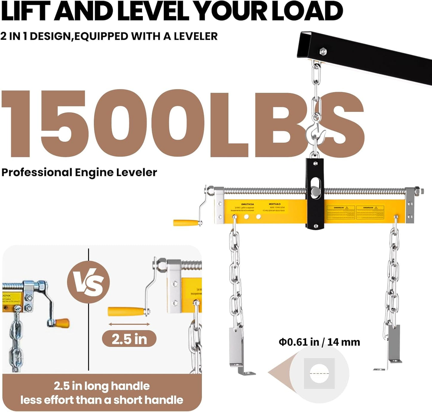 2 Ton Engine Hoist with Leveler 4409 LBS Folding Cherry Picker Engine Hoist, Heavy Duty Hydraulic Engine Crane with 8 Ton Hydraulic Pump and 6 Casters, Engine Hoist Lever for Engine Lifting Loading