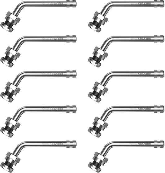 SUNSOUL TR555D 10pcs 60 Degree Bend Truck Tire Valve Stems, Compatible with 22.5in 24.5in Aluminum Wheels with 9.7mm Valve Holes