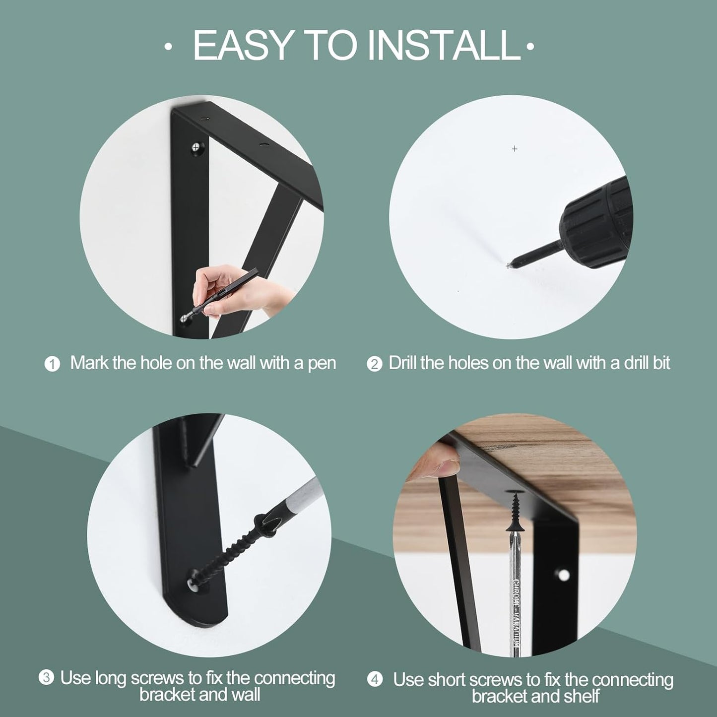 24 Pack L6 x H 4" Black Heavy Duty Shelf Brackets with Screws Metal Shelf Brackets Shelf Support Angle Brackets for Shelves L Brackets Heavy Duty Floating Shelf