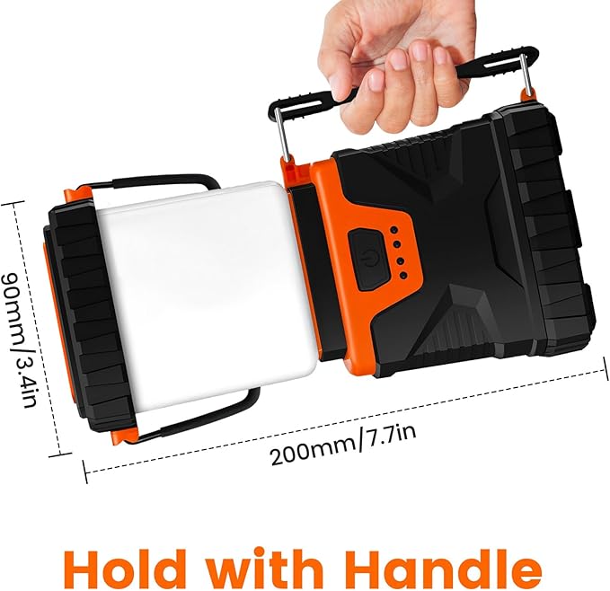 LED Camping Lantern Rechargeable,1000LM, Easy to Carry with 5 Ligth Modes, IP44 Waterproof Battery Powered Tent Flashlight for Power Outages, Hiking, Hurricane,Campsites, Emergencies (2-Pack)