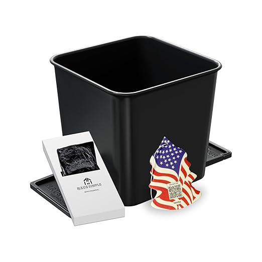 Car Trash Can 2L with Stability Wings & Velcro for Extra Stability ??Magic Strip & Clip for Fabric & Rubber Mats ??Durable Plastic, Easy Pull Trash Bags Included ??Black