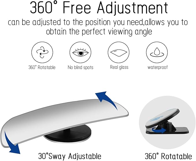2 pcs Blind Spot Mirrors, HD Glass Convex 360° Wide Angle Side Rear View Mirror with ABS Housing for Cars SUV and Trucks