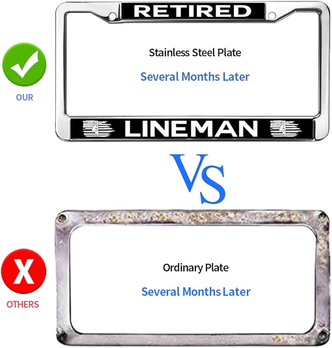 Retired Lineman Pride License Plate Frame for Thanksgiving US Lineman Spirit License Plate Frame Inspirational US Army