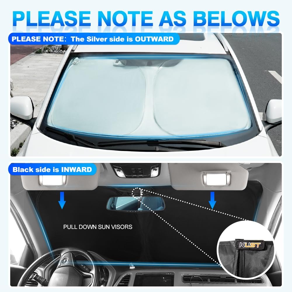KUST Windshield Sun Shade for 2012-2017 Subaru Crosstrek/XV 2018-2023 Subaru Crosstrek Sunshade Foldable Sun Visor Protector Blocks UV Rays Keep Your Car Cooler