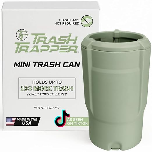 Cup Holder Trash Can for Car ??Patent-Pending Trash Compaction - Up to 10x More Trash to Save You Time - Portable Trash Can for Car, Stroller, Backpacks, and Beyond, Mint